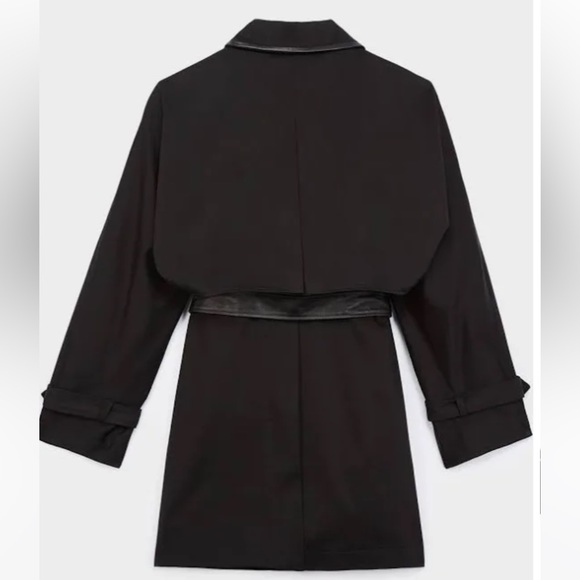 NEW The Kooples black cotton trench coat with leather lining - Picture 4 of 8